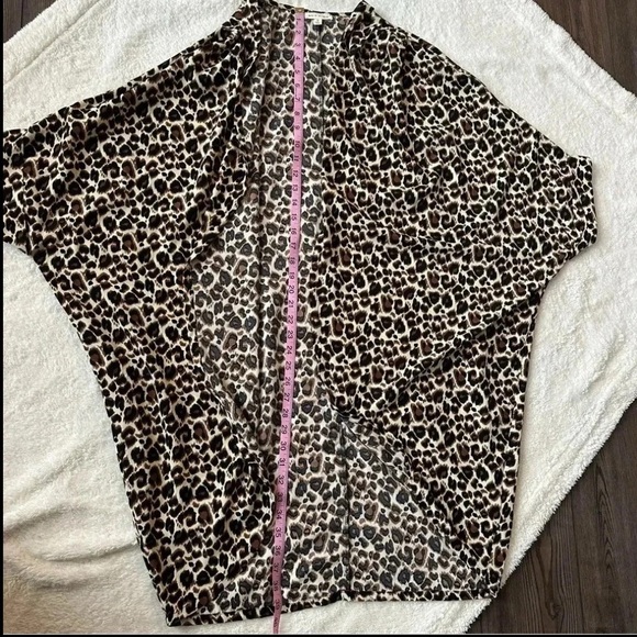 Women’s Oversized Leopard Print Open Front Kimono Mobwife Cover Up Top Small - Picture 6 of 8
